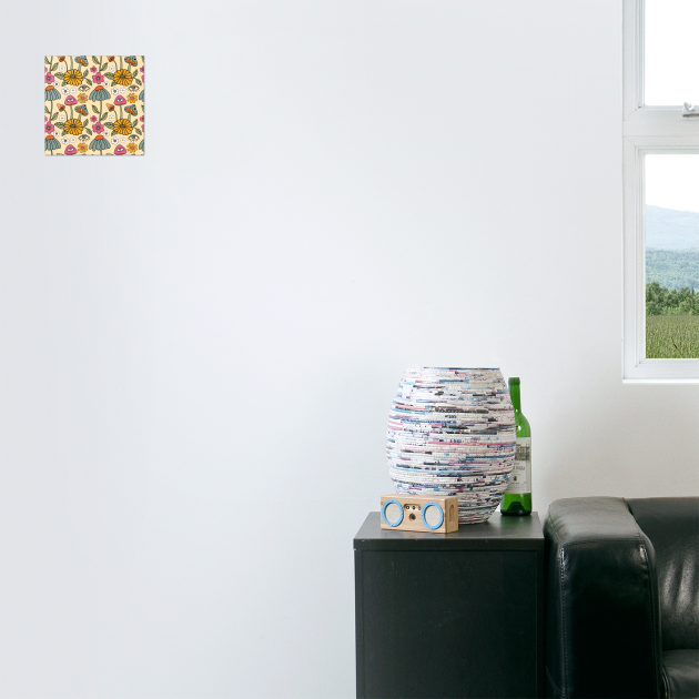 Retro Floral Mushrooms Pattern by The WYLD Tribe